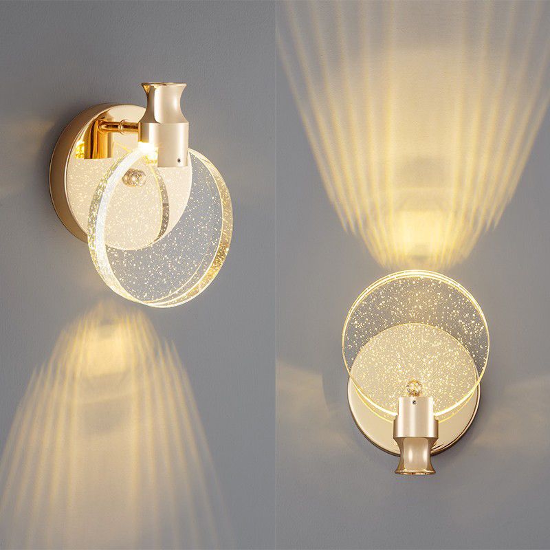 Nordic Style Vanity Light Circle Shape Vanity Lamp with Crystal Shade for Shower Room