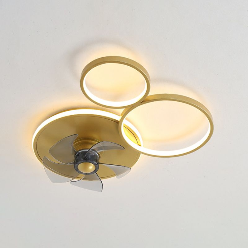 5-Blade Modernism LED Ceiling Fan Metallic Golden Fan with Light for Bedroom