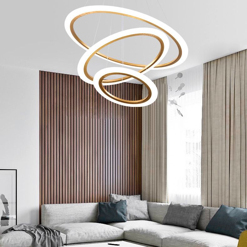 Metal Gold Three-Tier Chandelier Lighting Fixture Modern Chandelier Pendant Light for Living Room