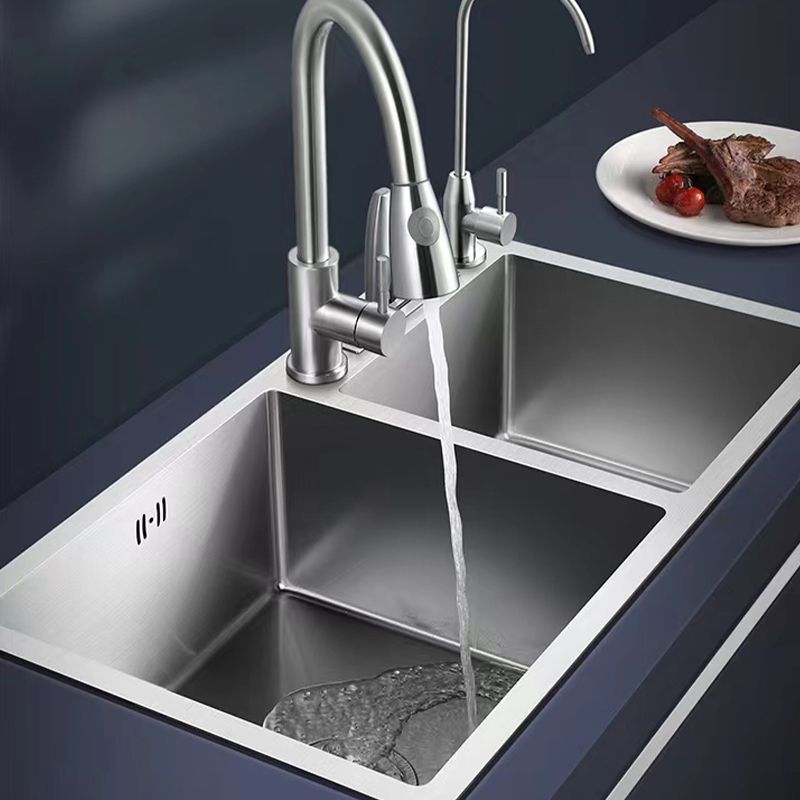 Modern Style Kitchen Sink Drop-In Noise-cancelling Design Kitchen Double Sink