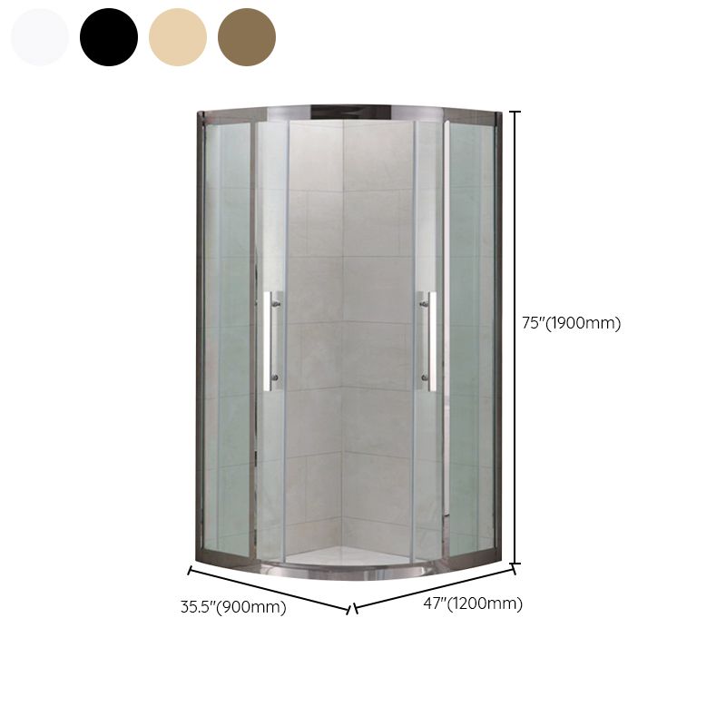 Shower Enclosure Semi-Frameless Double Sliding Neo-Angle Black  Door Handles Shower Stall