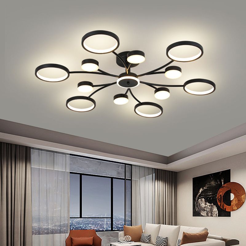 Modern Round Flush Ceiling Lights Metal Multiple-Light Ceiling Lighting