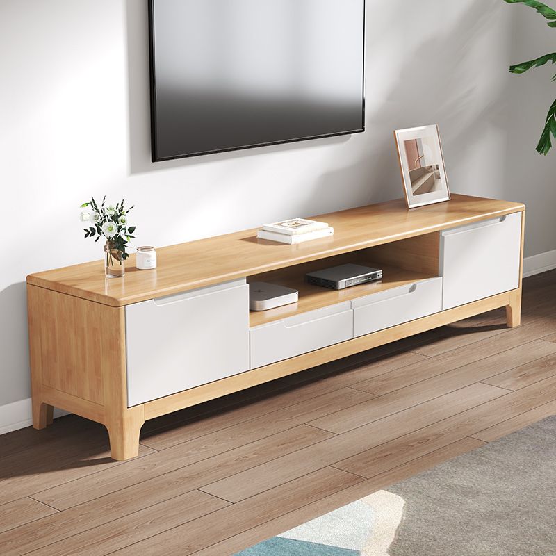 Scandinavian TV Media Stand Solid Wood TV Media Console with Drawers