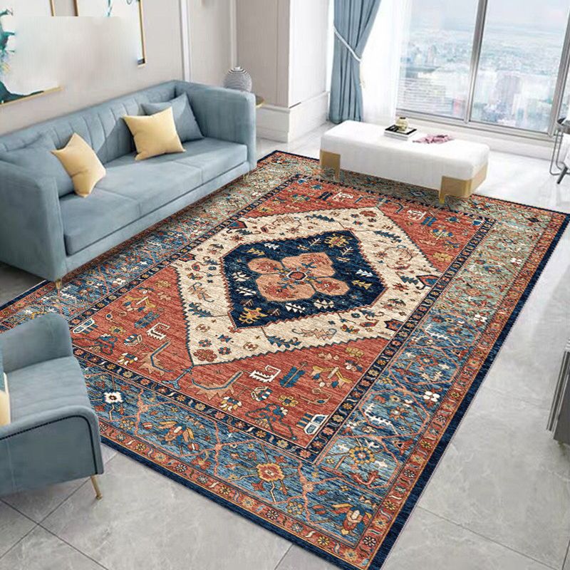 Mid-Century Modern Home Decoration Carpet Medallion Print Polyester Area Rug Washable Indoor Carpet