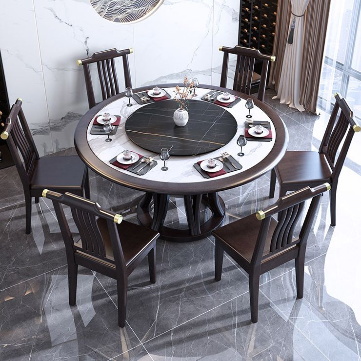 Round Dining Table with Wooden Pedestal Tradition Dinette Table for Home