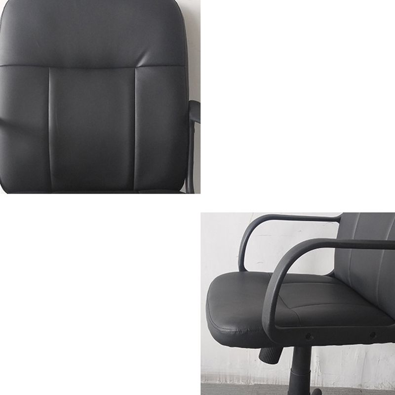 Modern Slide Black Office Chair Adjustable Seat Height Fixed Arms Desk Chair with Wheels