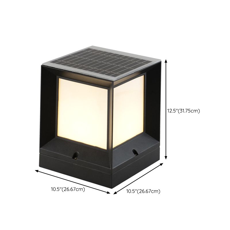 Modern Simple Aluminum Outdoor Light Rectangle Shape Solar Energy Pillar Lamp for Outdoor