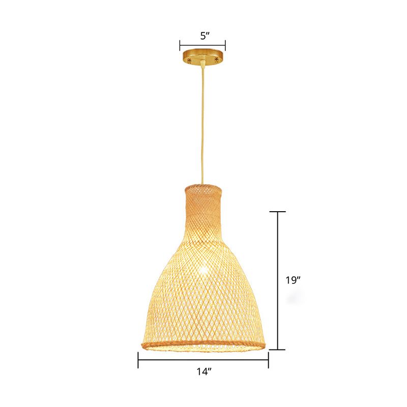 Illuminazione sospensione di bambù fatta a mano Minimalist 1 testa a sospensione in legno Light per sala da tè