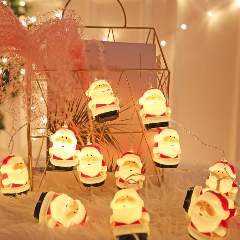 Cartoon Santa Claus Christmas Lamp Plastic Indoor LED String Light in Red