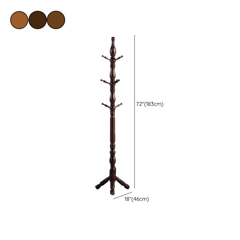 71"H Solid Wood Coat Rack European Style Hanger Ash Wood Modern Hall Tree