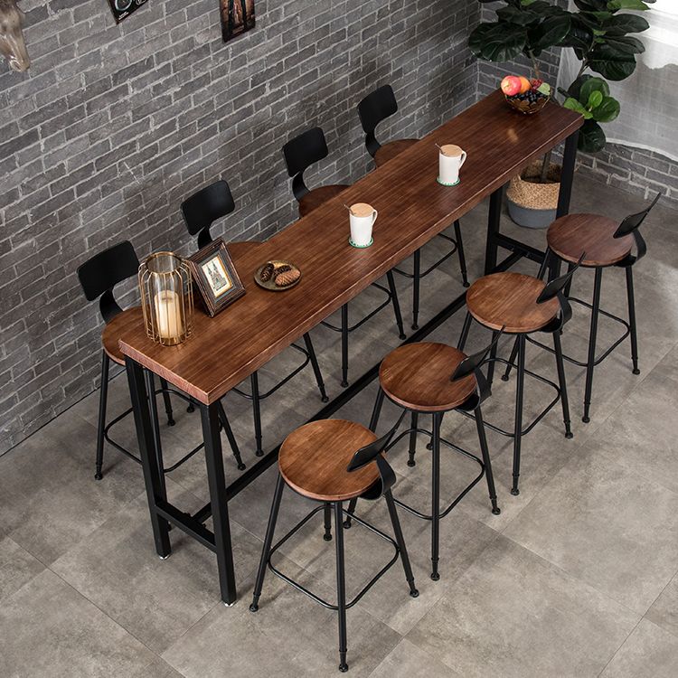 Wood Cocktail Bar Table with Rectangle Table Top Black Trestle Table - 41.3" H