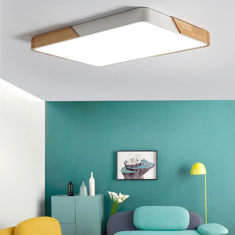 Modern Macaroon Style LED Ceiling Lamp Iron Geometric Flush Mount for Bedroom