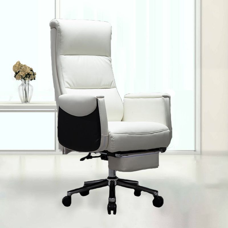 Modern Armless Office Chair No Distressing Leather Ergonomic Slide Chair with Wheels