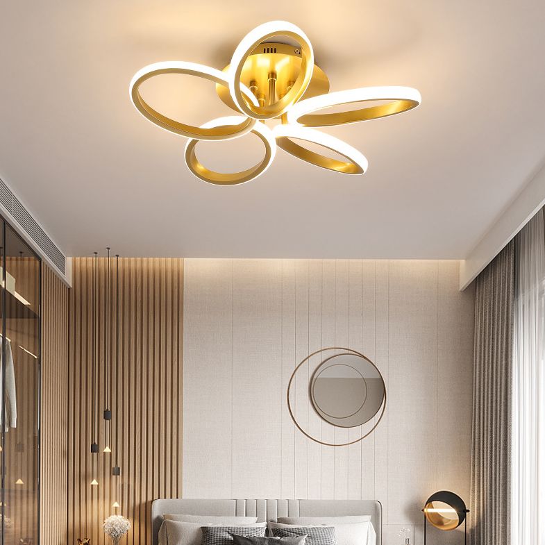 Petaloid Acrylique Shade LED Semi Flush Mount dans la simplicité moderne de plafond en métal pour le salon