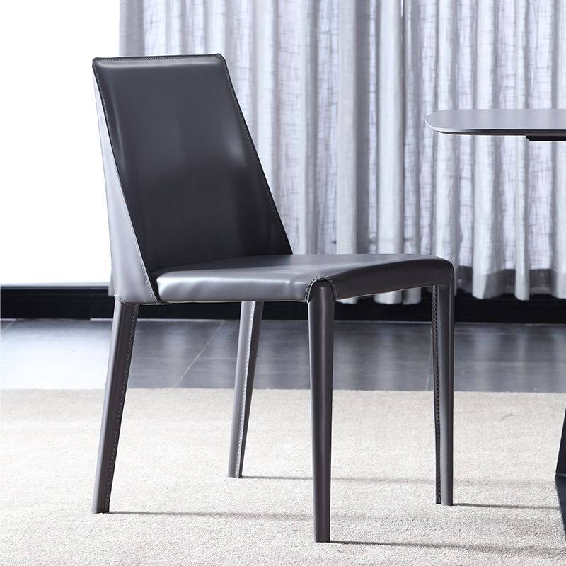 Contemporary Leather Dining Chair Armless Upholstered Dining Chairs for Home Use