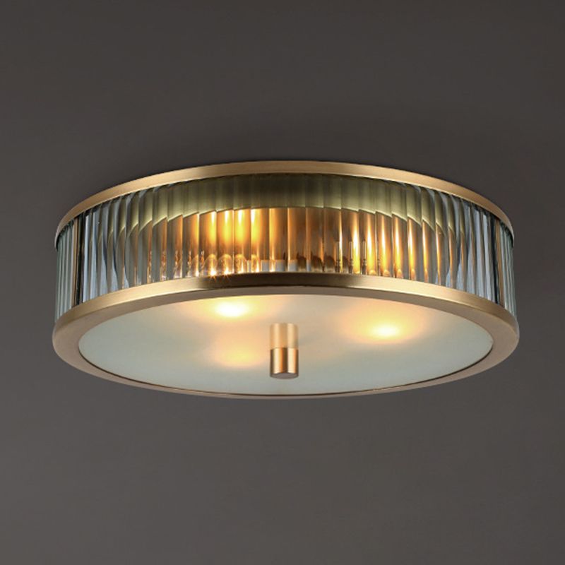 American Style Ceiling Light Round Shape Ceiling Lamp with Glass Shade for Bedroom