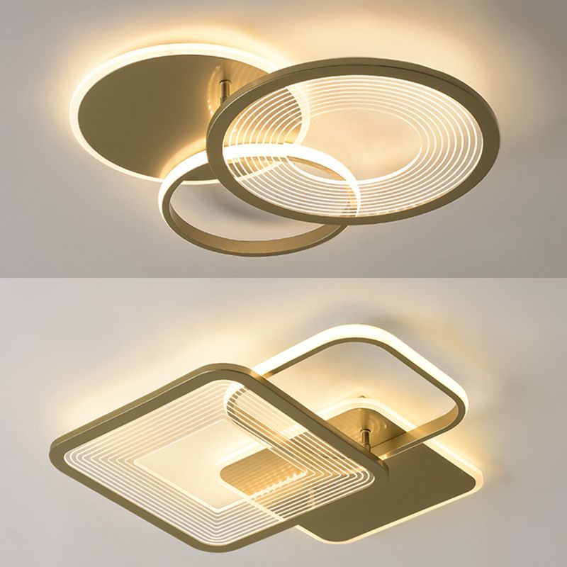 Polished Gold 3 - Light Flush Mount Light Metal Contemporary LED Ceiling Flush