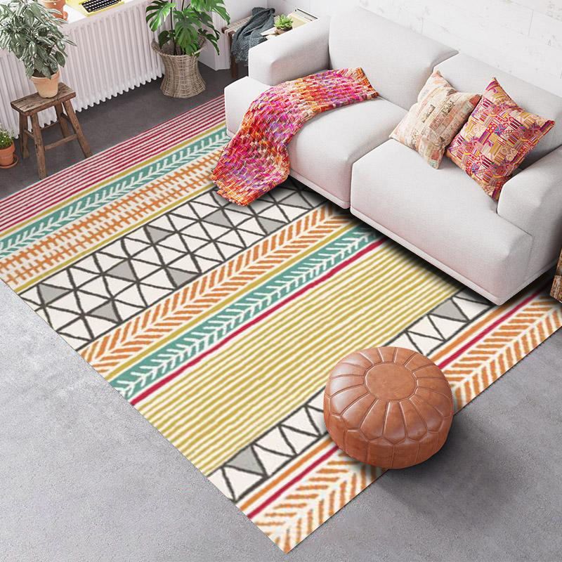 Tapis classique du sud-ouest de motif tribal tapis résistant aux taches en polyester pour décoration domestique