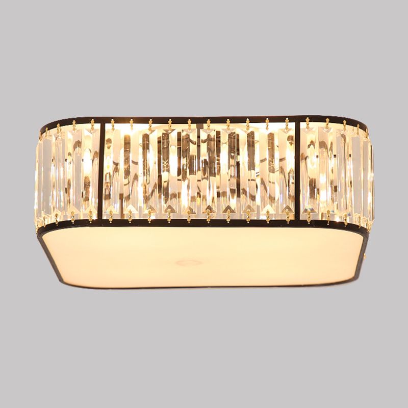 Square Flush Mount Modernism Crystal Ceiling Light Fixture for Bedroom