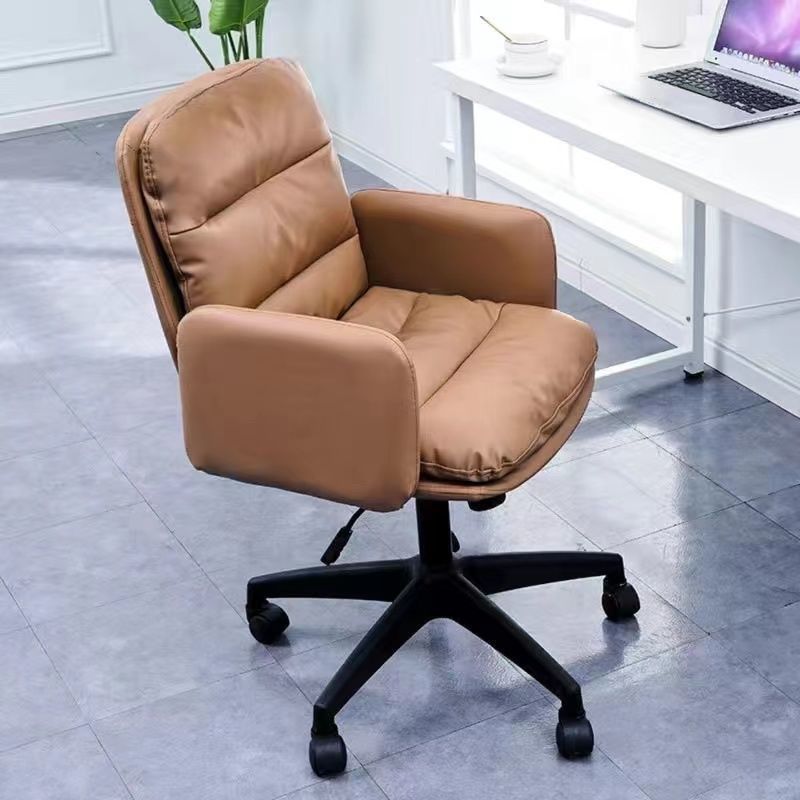 Modern Office Chair Black Nylon Frame Swivel Computer Desk Chair with Padded Arms