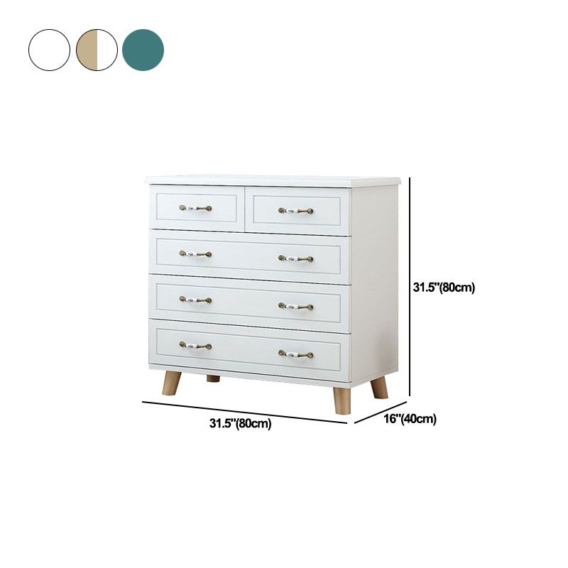 16" D White / Green Storage Chest Artificial Wood Storage Chest Dresser with Drawers