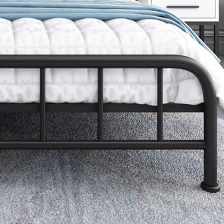 Scandinavian Metal Bed Tall Clearance Panel Bed with Upholstered Headboard