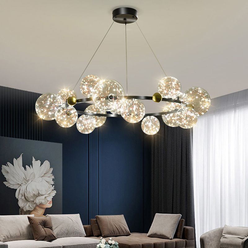 Modern Pendant Chandelier Circular Chandelier Hanging Light Glass Globe Chandelier