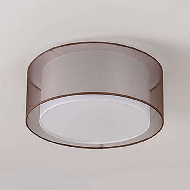 Modern Ceiling Light Brown Ceiling Mount Light with Fabric Shade for Aisle