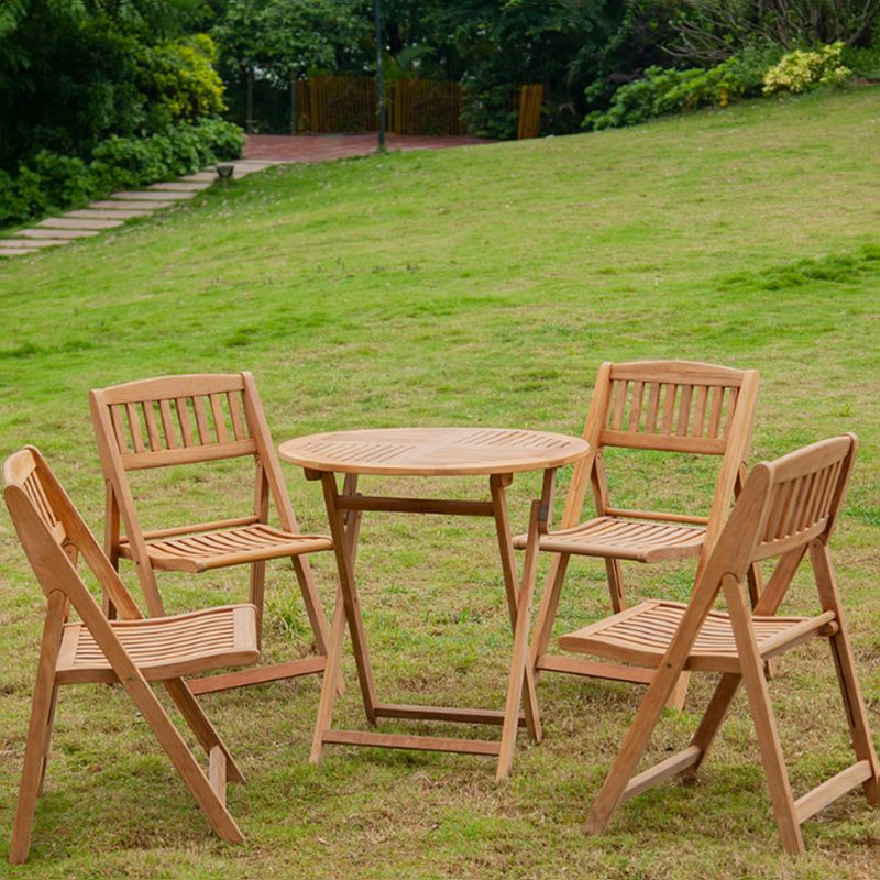 Modern Outdoor Bistro Chairs Solid Wood Armles Folding Patio Dining Chair