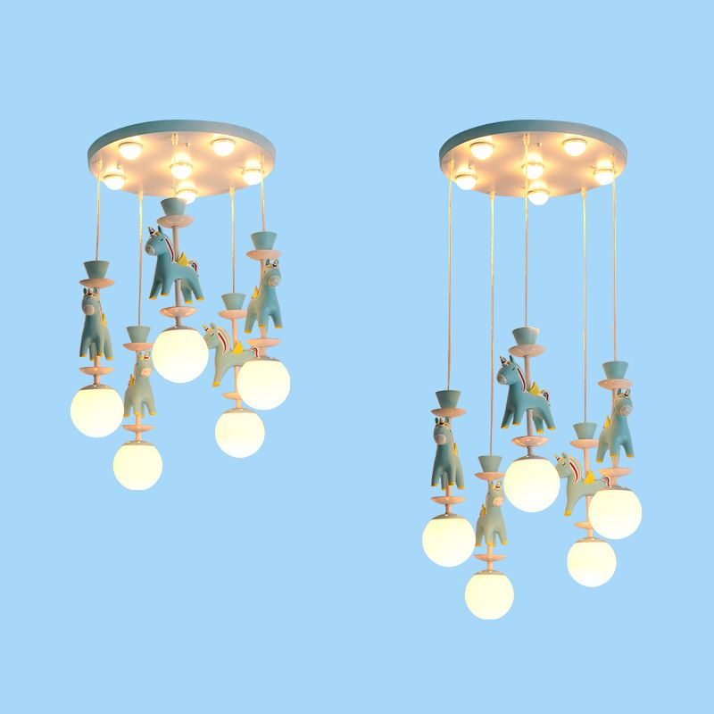 Carousel Hanging Ceiling Light Cartoon Resin Hanging Pendant Light for Girls Bedroom