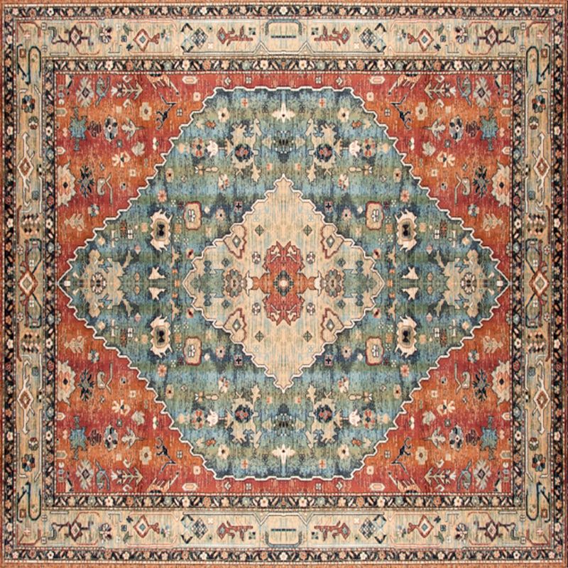 Shabby Chic Floral Area Rug Multi-Color Persian Carpet Polypropylene Anti-Slip Backing Washable Pet Friendly Rug for Foyer