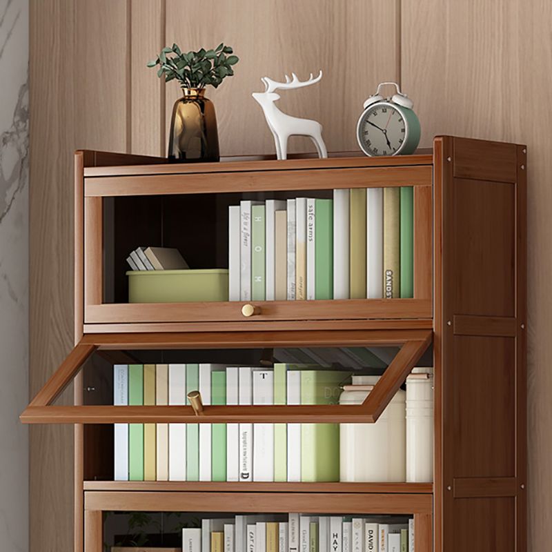 Contemporary Bamboo Bookcase Closed Back Bookshelf with Shelves for Study Room