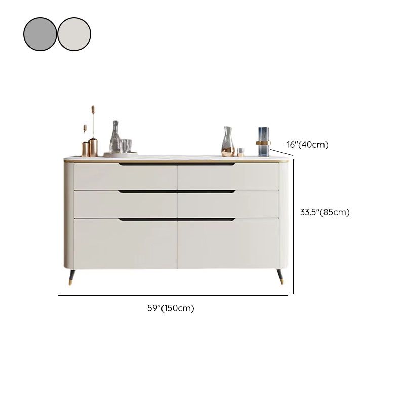 Contemporary Sideboard Stone Storage Sideboard Buffet with Drawers for Dining Room