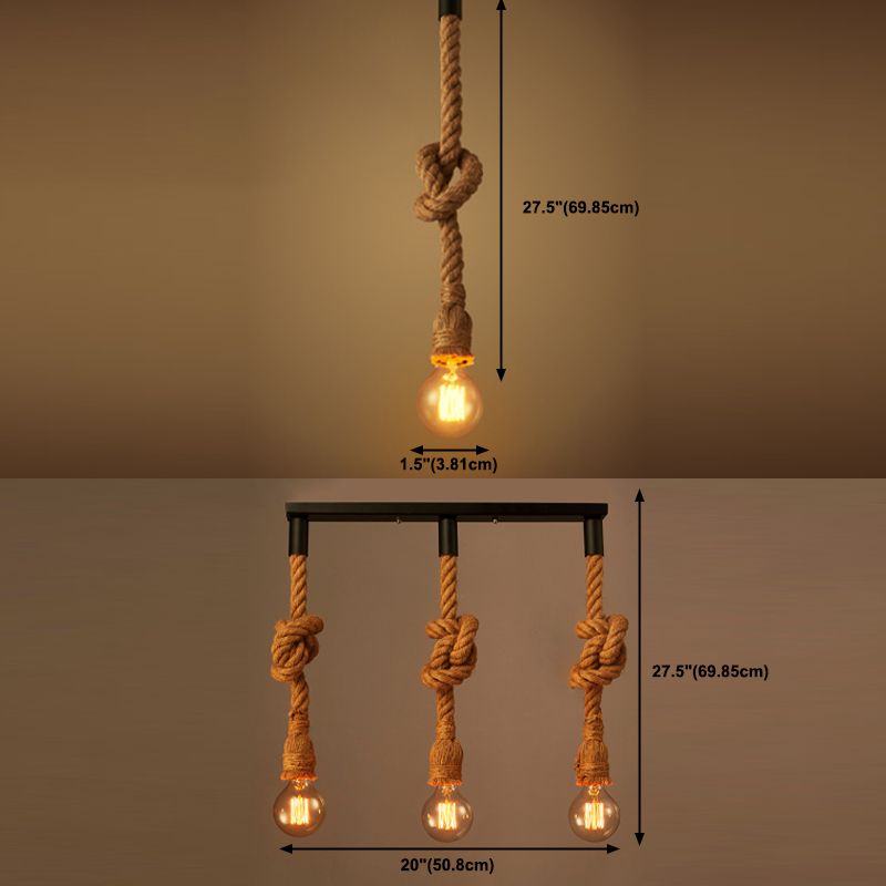 Retro Hemp Rope Pendant Light American Industrial Style Loft Hanglamp Light Fixture