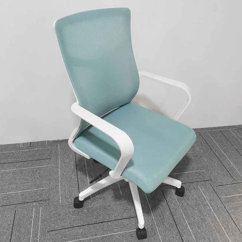 Modern Slide Office Chair Mid Back Fixed Arms Adjustable Seat Desk Chair with Wheels