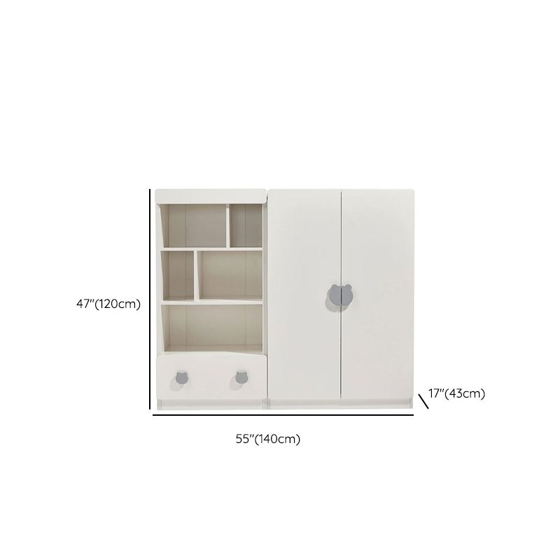 Wooden White Coat Locker High Gloss Kids Closet with Garment Rod