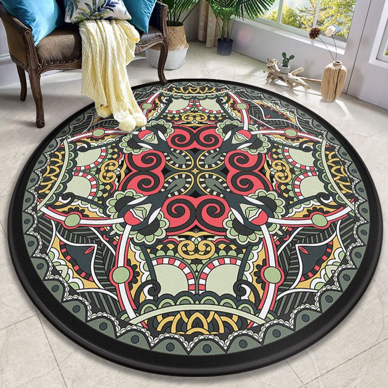 Colorida Mandala Rug Polyéster Turquía Turca Rug Interior Anti-Slip Máquel de respaldo alfombra para mascotas para sala de estar para sala de estar