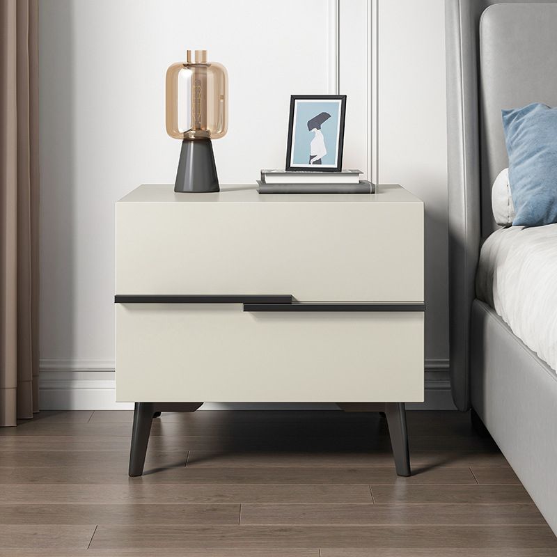 17 Inch H Nightstand 2-Drawer Grey Modern Imitation Wood Night Table with Legs