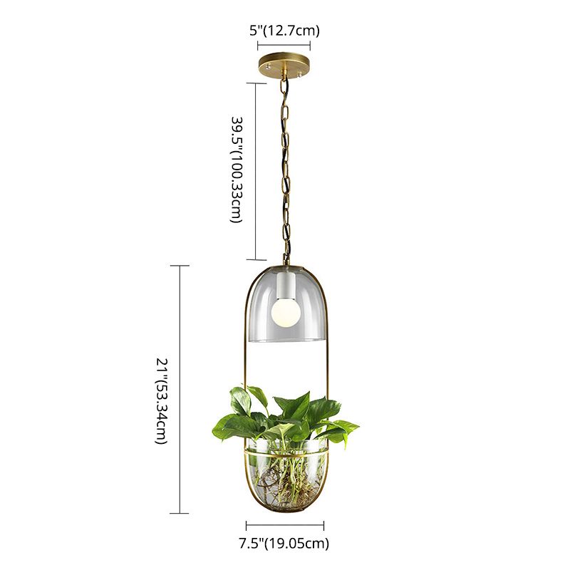 Industrial Ceiling Pendant Glass Plant Light Creative Coffee Shop Restaurant Light (Without Plants)