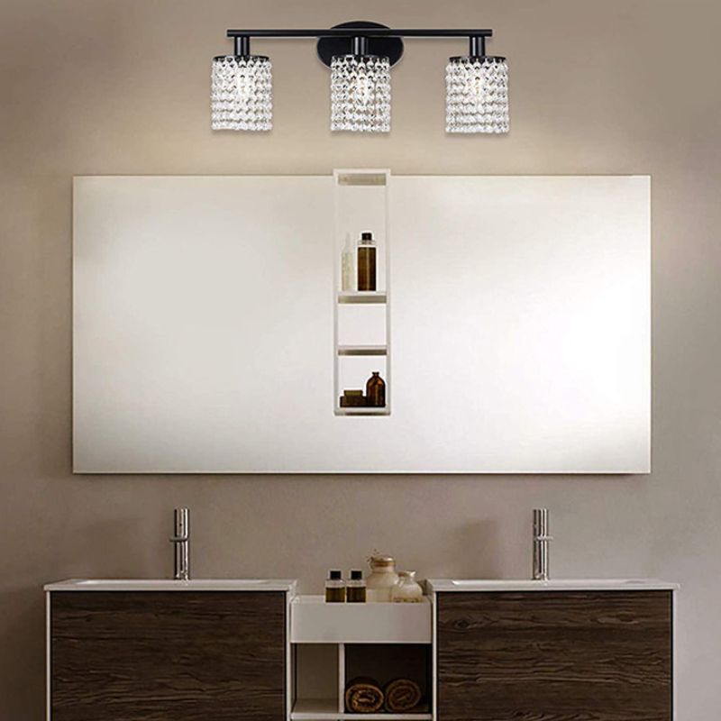 Black/Golden 2/3/4-Light Modern Bathroom Vanity Light Shaded Metallic Bath Bar