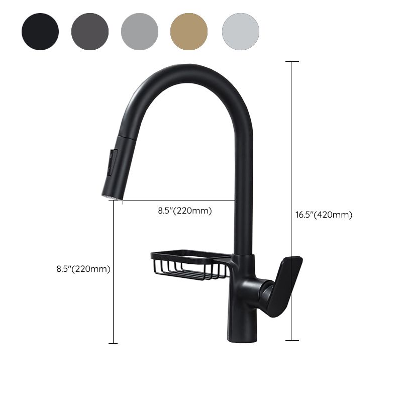 Pull Down Water Filler Single Handle Kitchen Faucet with Soap Basket