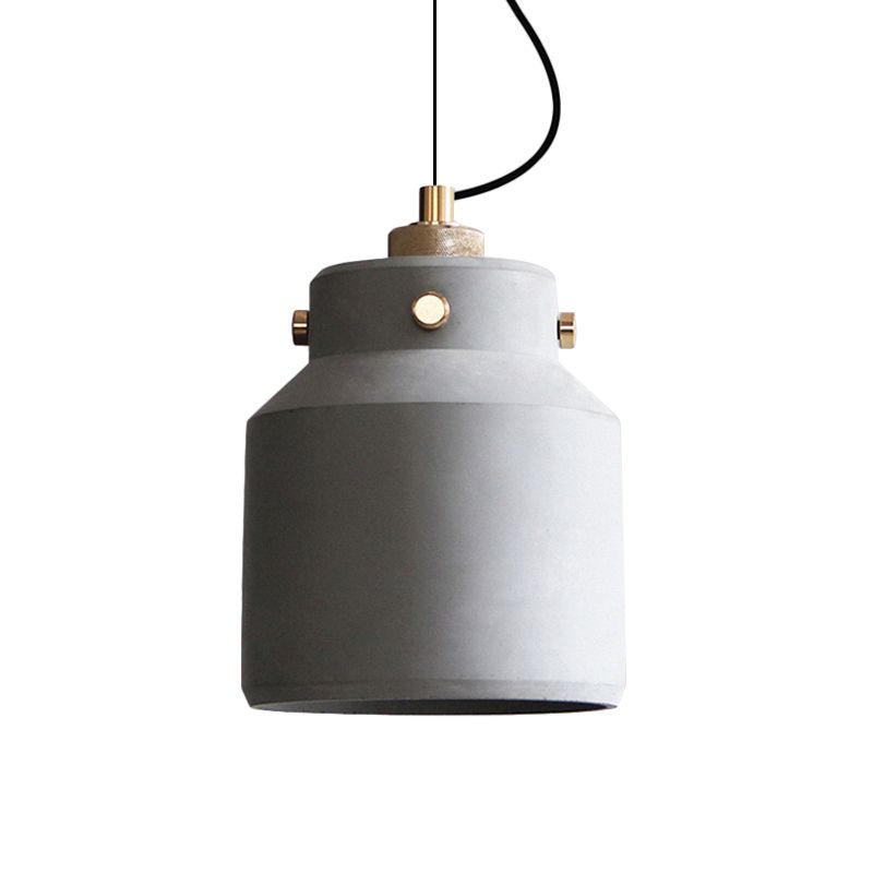 Grey Can/Barn Hanging Light Fixture Vintage Cement 1 Bulb 7"/10"/12.5" Wide Bar-Island Pendant Ceiling Lamp