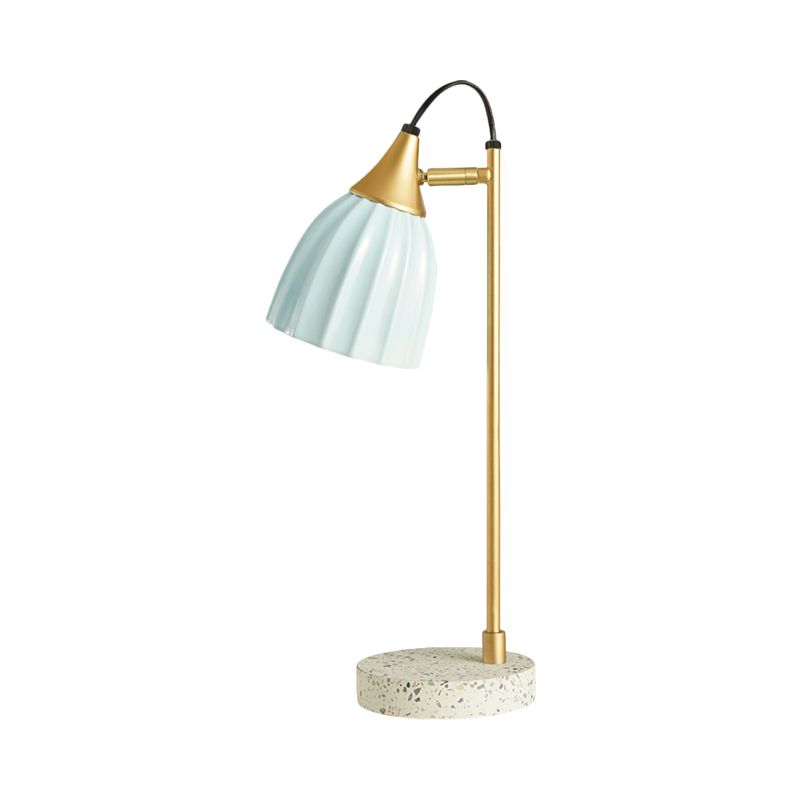 Porcelain Dome Desk Lamp Kids Style 1 Light Night Lighting with Adjustable Joint Design in Pink/Blue/Green