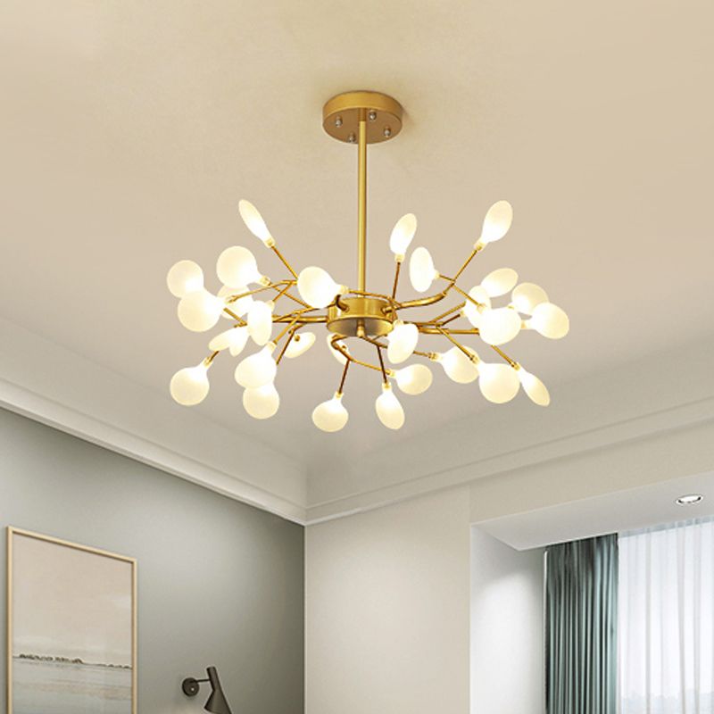 Frosted Flat Shade Ceiling Pendant Multi-Light Post Modern Metal Chandelier for Sitting Room