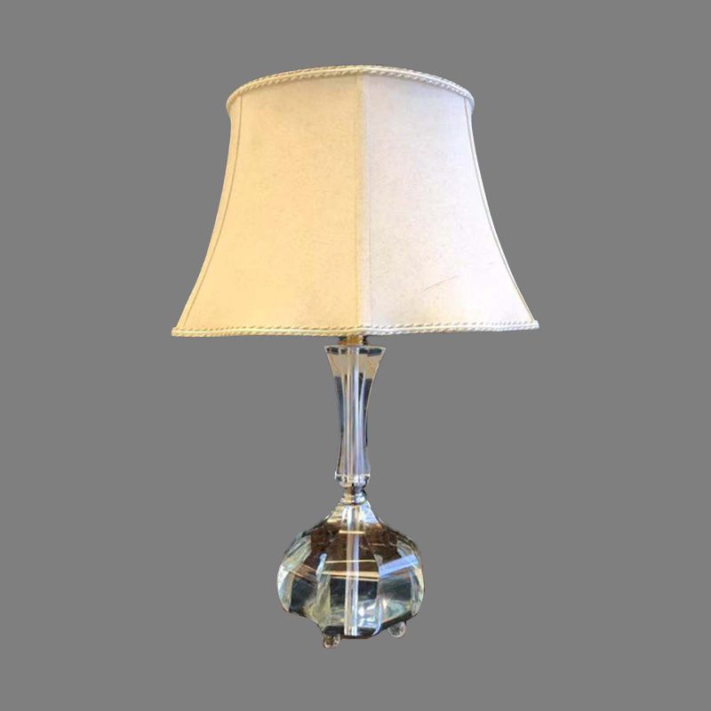 1 Bulb Bedroom Reading Light Modernism Grey Nightstand Lamp with Bell Fabric Shade