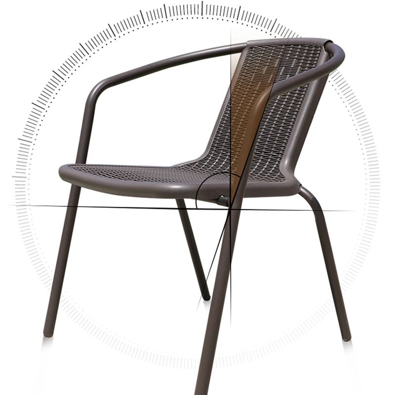 Modern Patio Dining Side Chair Teak Outdoor Bistro Chairs with Arm