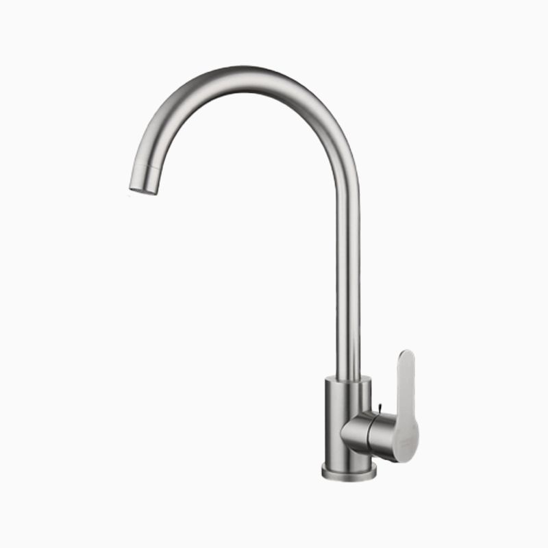 Contemporary 1 Hole Kitchen Faucet Single Handle with Supply Line