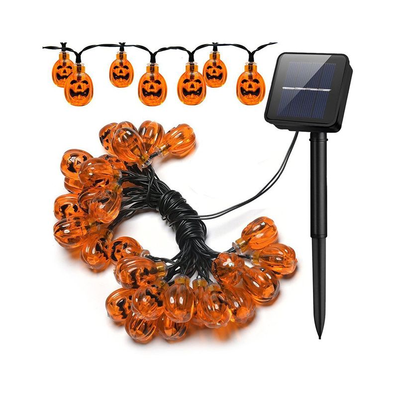 Orange Pumpkin Solar LED Light Decorative Plastic Halloween String Light for Garden