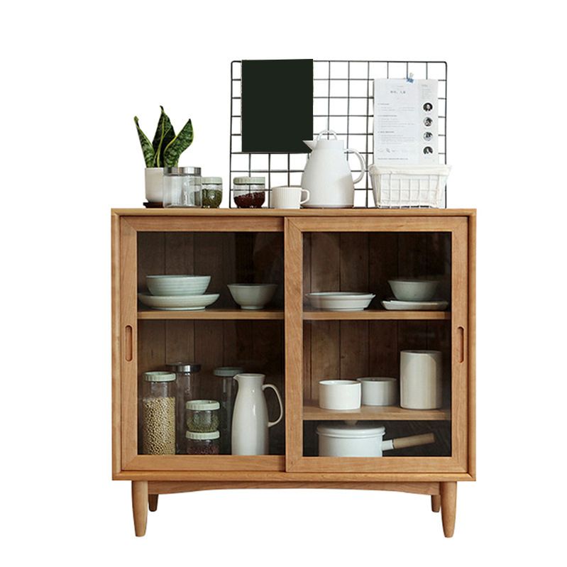 Contemporary Pine Display Stand Glass Doors Display Cabinet with Door