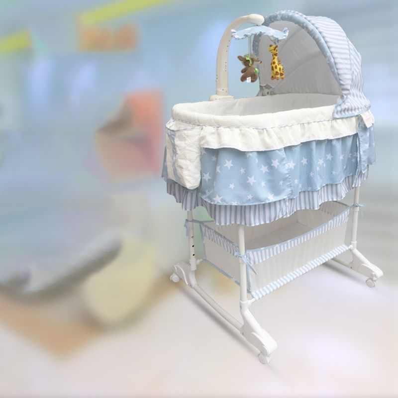 Princess Bassinet Height Adjustable Blue Bassinet for Newborn